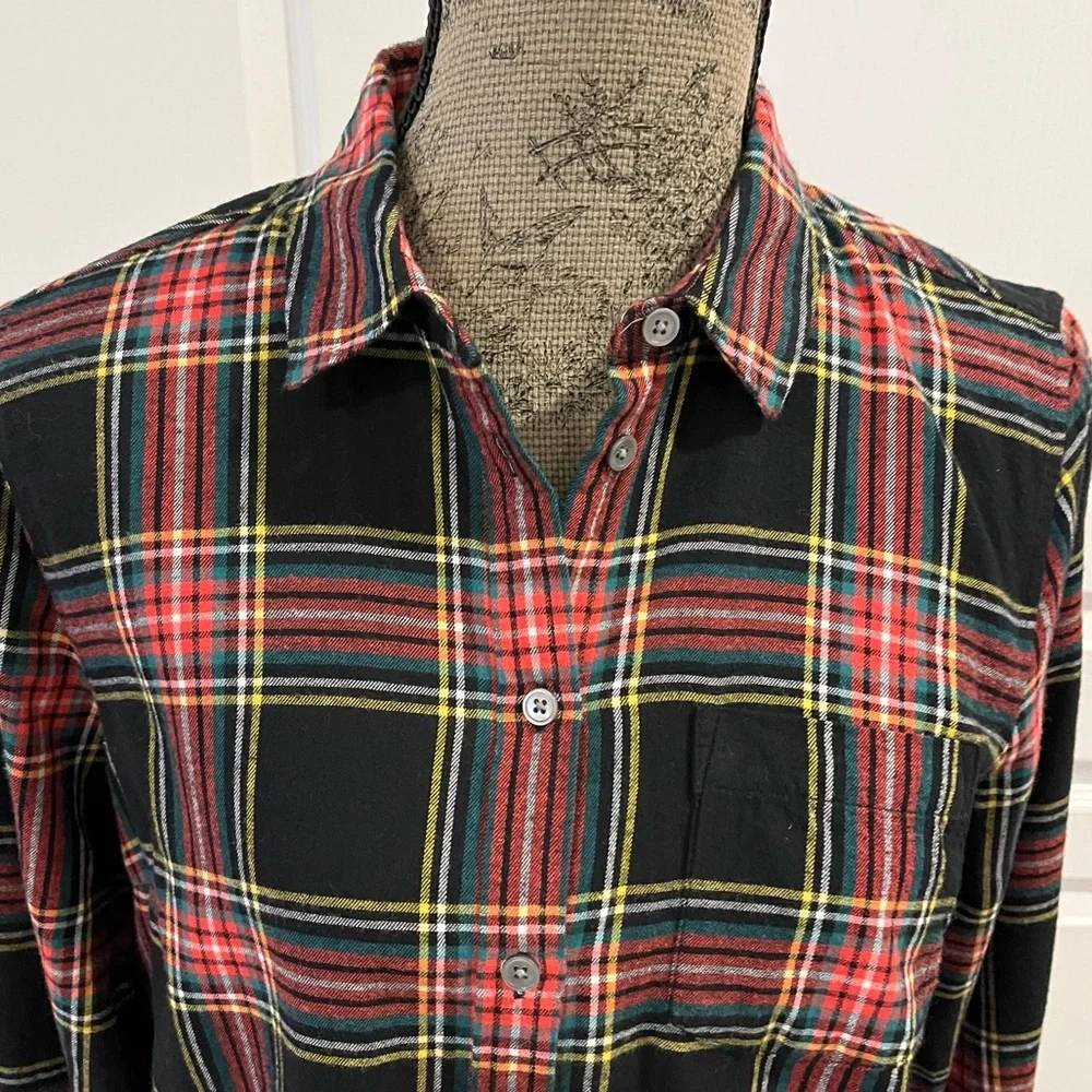 J. Crew Lightweight Flannel Black and Red Plaid Shirt - Picture 4 of 9